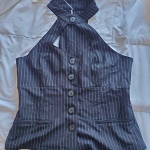 NWT Anthropologie Pinstripe High Neck Vest